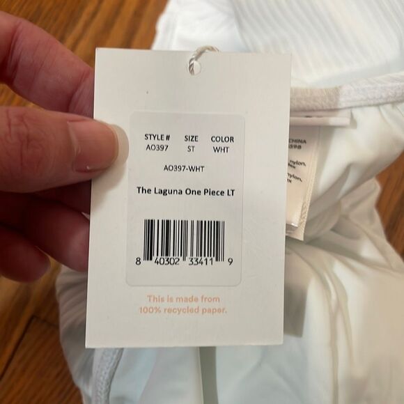 Andie Swim The Laguna One Piece LT Swimsuit White Rib size S Tall NWT long torso - Picture 5 of 6
